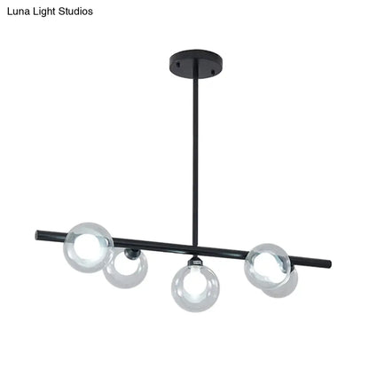 DecorBites™ Modern Bubble Clear Glass Island Ceiling Light - 5/6 Lights Black/Gold Finish - Dining Room Pendant Fixture