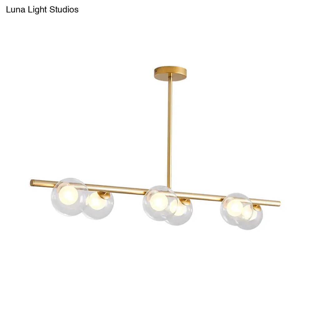 DecorBites™ Modern Bubble Clear Glass Island Ceiling Light - 5/6 Lights Black/Gold Finish - Dining Room Pendant Fixture