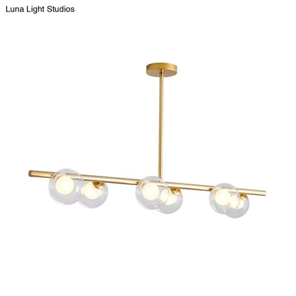 DecorBites™ Modern Bubble Clear Glass Island Ceiling Light - 5/6 Lights Black/Gold Finish - Dining Room Pendant Fixture
