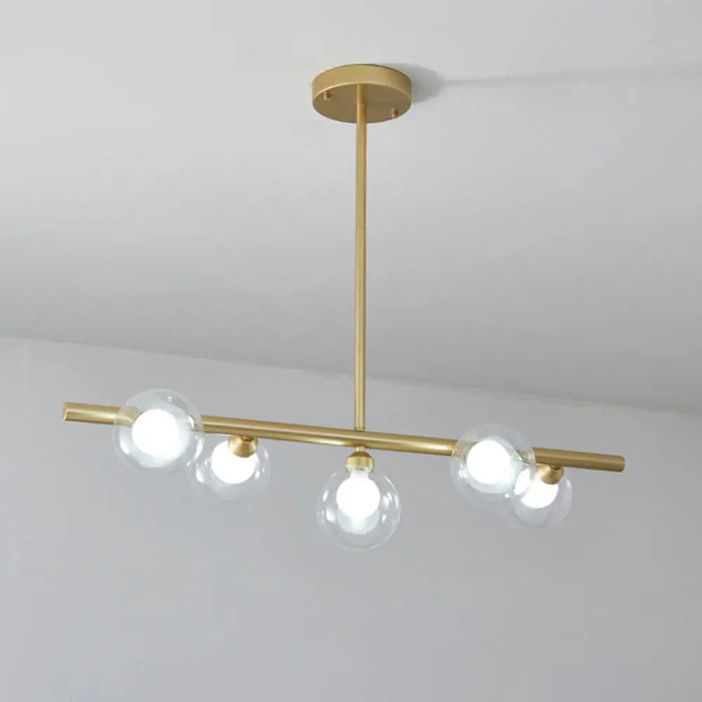 DecorBites™ Modern Bubble Clear Glass Island Ceiling Light - 5/6 Lights Black/Gold Finish - Dining Room Pendant Fixture