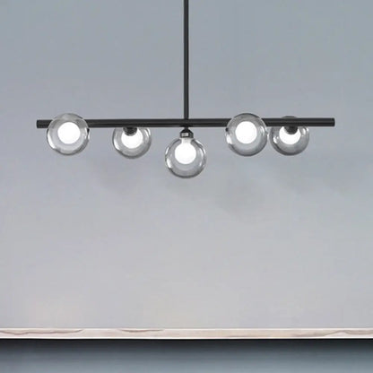 DecorBites™ Modern Bubble Clear Glass Island Ceiling Light - 5/6 Lights Black/Gold Finish - Dining Room Pendant Fixture