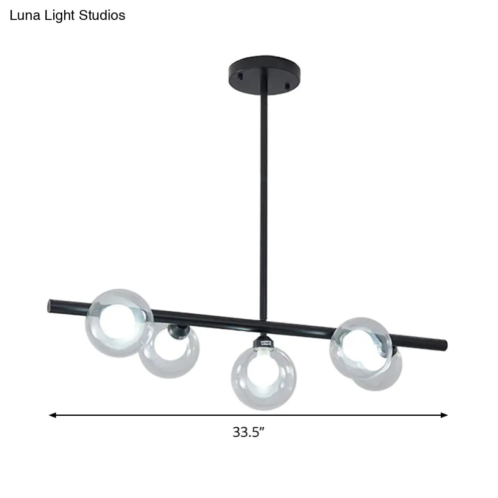 DecorBites™ Modern Bubble Clear Glass Island Ceiling Light - 5/6 Lights Black/Gold Finish - Dining Room Pendant Fixture