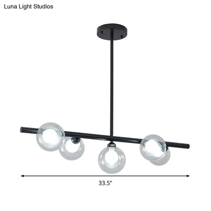 DecorBites™ Modern Bubble Clear Glass Island Ceiling Light - 5/6 Lights Black/Gold Finish - Dining Room Pendant Fixture
