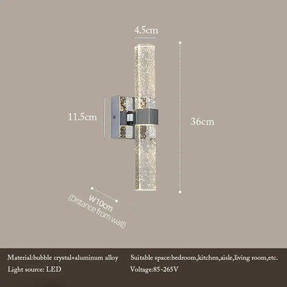 Modern bubble crystal led wall sconces for bathroom mirrors