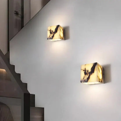 Modern bulgari stone led wall lights bedroom alabaster sconces