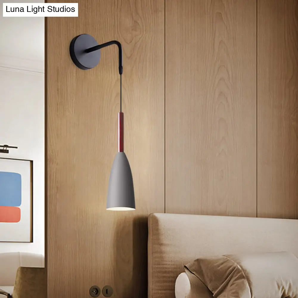 DecorBites™ Modern Bullet Wall Mount Sconce Lamp in Black/White/Grey for Bedside - Single Bulb Fixture