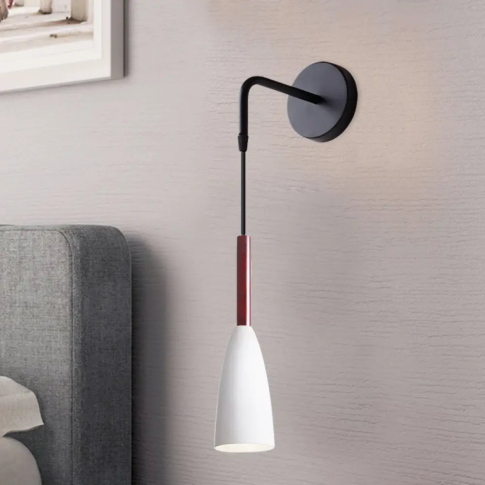 DecorBites™ Modern Bullet Wall Mount Sconce Lamp in Black/White/Grey for Bedside - Single Bulb Fixture