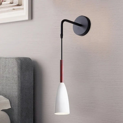 DecorBites™ Modern Bullet Wall Mount Sconce Lamp in Black/White/Grey for Bedside - Single Bulb Fixture