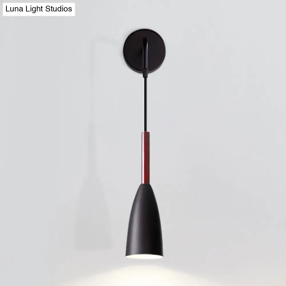DecorBites™ Modern Bullet Wall Mount Sconce Lamp in Black/White/Grey for Bedside - Single Bulb Fixture