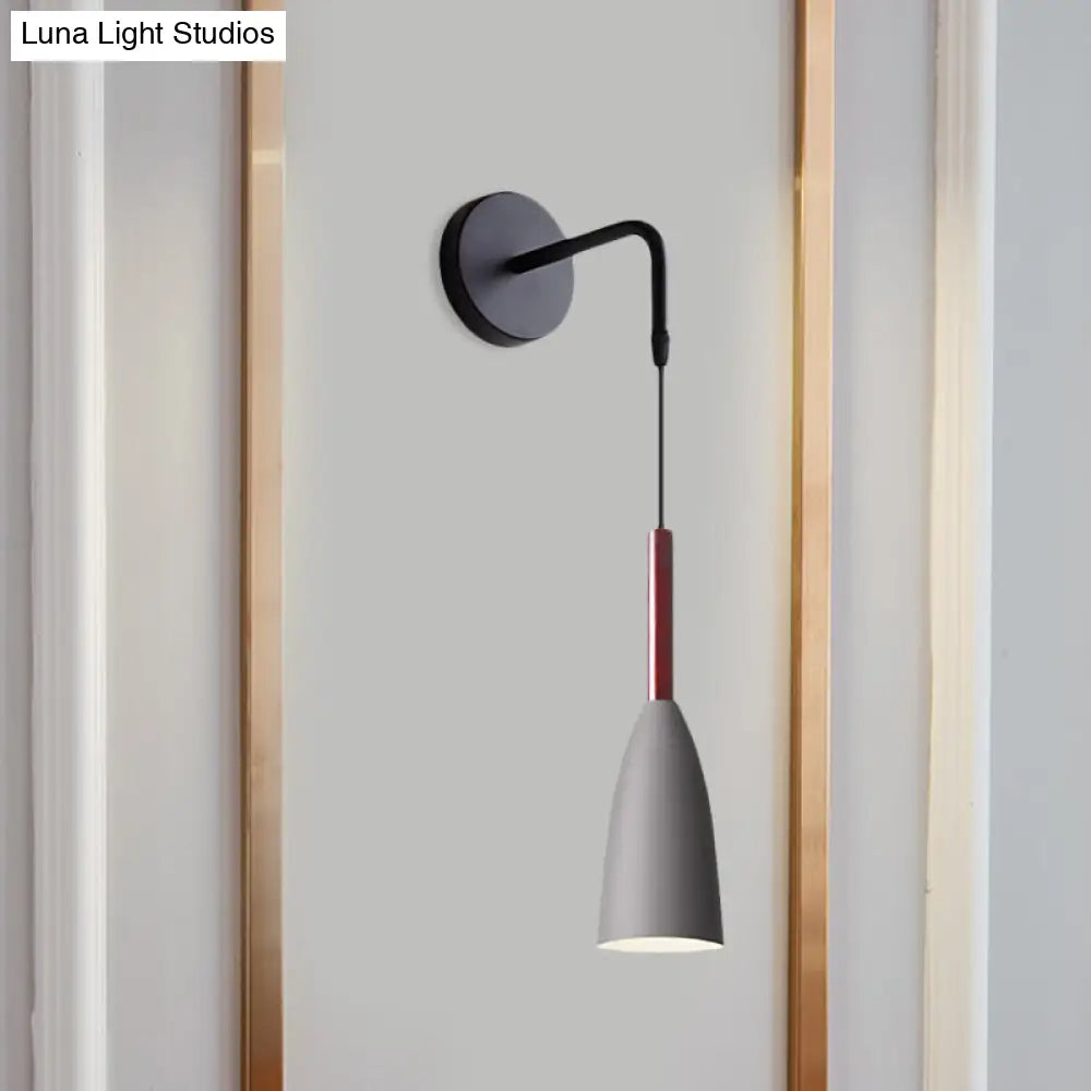 DecorBites™ Modern Bullet Wall Mount Sconce Lamp in Black/White/Grey for Bedside - Single Bulb Fixture
