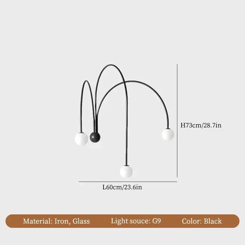 Modern burgundy iron glass led wall light for living room