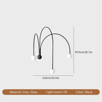 Modern burgundy iron glass led wall light for living room