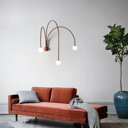 Modern burgundy iron glass led wall light for living room