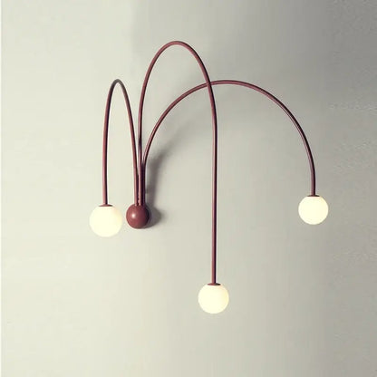 Modern burgundy iron glass led wall light for living room