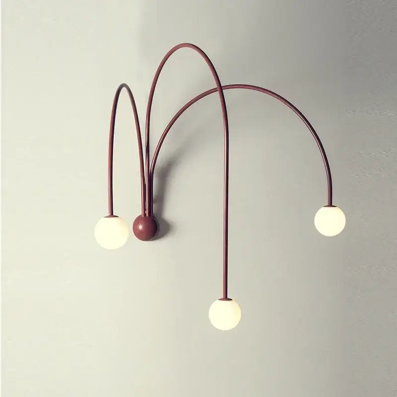 Modern burgundy iron glass led wall light for living room