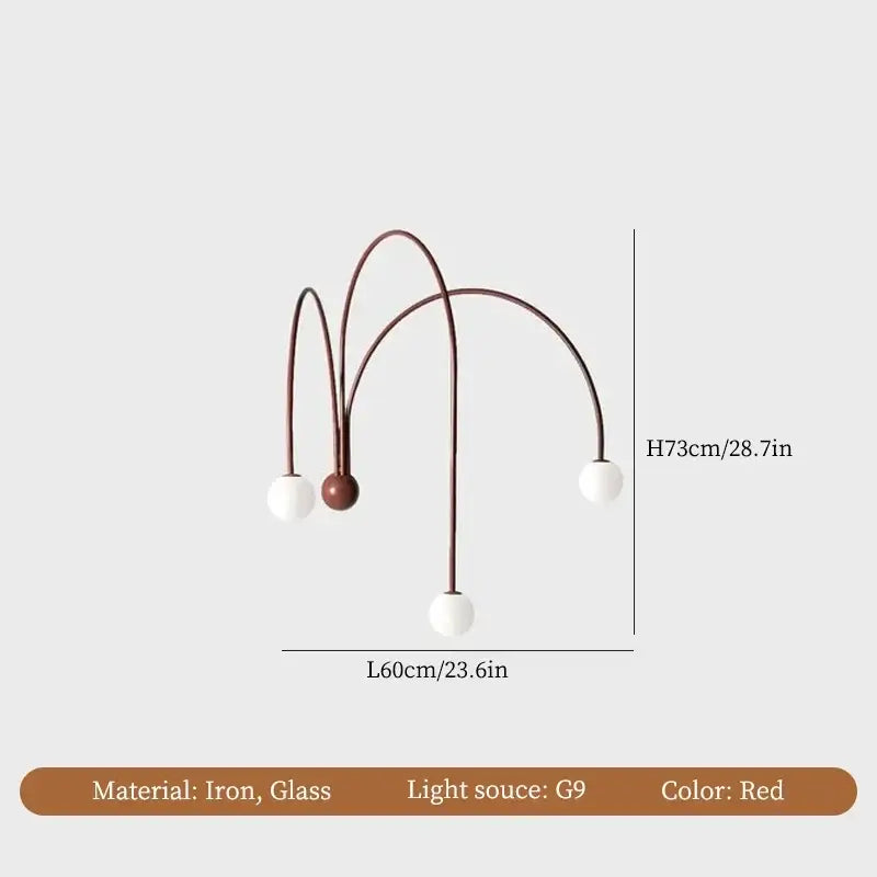 Modern burgundy iron glass led wall light for living room