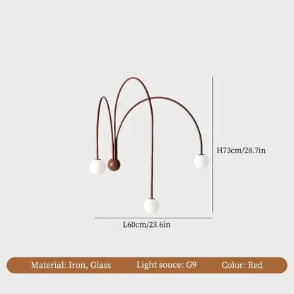 Modern burgundy iron glass led wall light for living room
