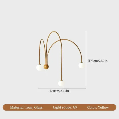 Modern burgundy iron glass led wall light for living room