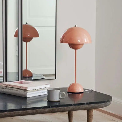 Modern burgundy iron mushroom shape macaron table lamp bedroom light