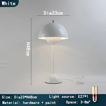 Modern burgundy iron mushroom shape macaron table lamp bedroom light