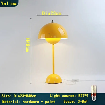 Modern burgundy iron mushroom shape macaron table lamp bedroom light