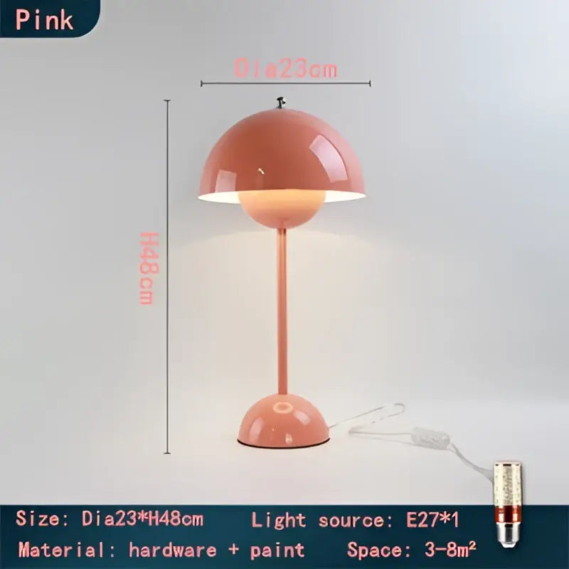 Modern burgundy iron mushroom shape macaron table lamp bedroom light