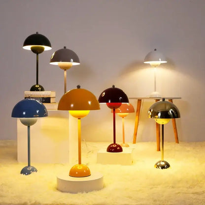 Modern burgundy iron mushroom shape macaron table lamp bedroom light