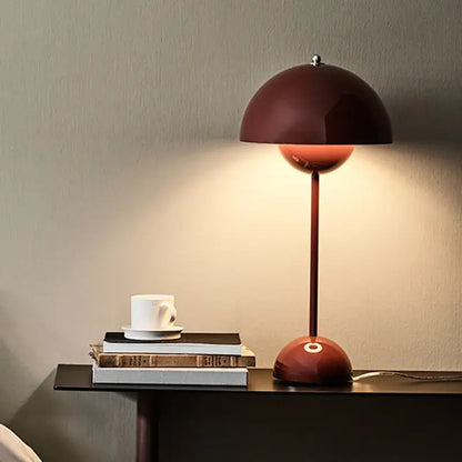Modern burgundy iron mushroom shape macaron table lamp bedroom light