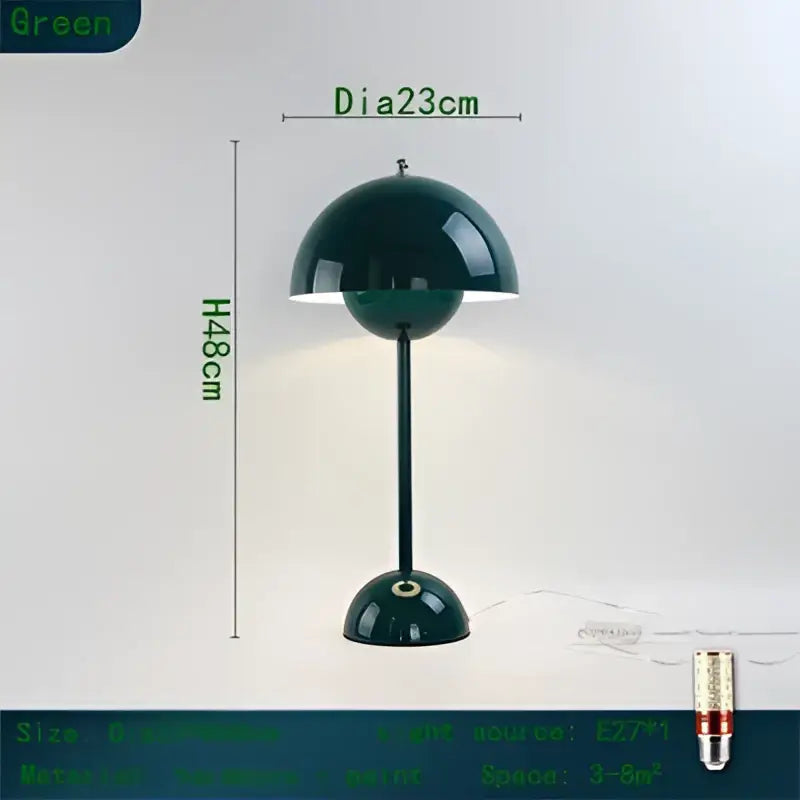 Modern burgundy iron mushroom shape macaron table lamp bedroom light