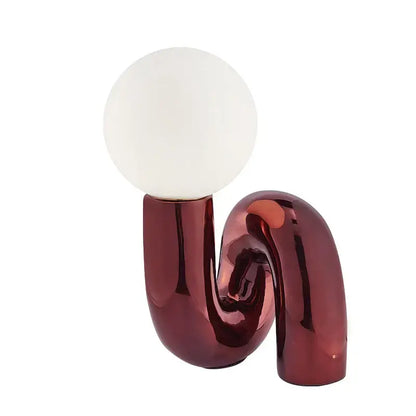 Modern burgundy & white glass ball table lamp bedroom