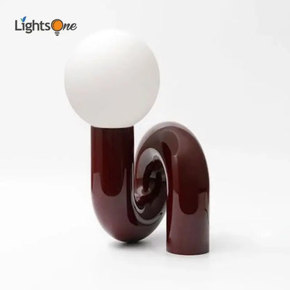 Modern burgundy & white glass ball table lamp bedroom