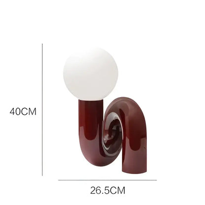 Modern burgundy & white glass ball table lamp bedroom