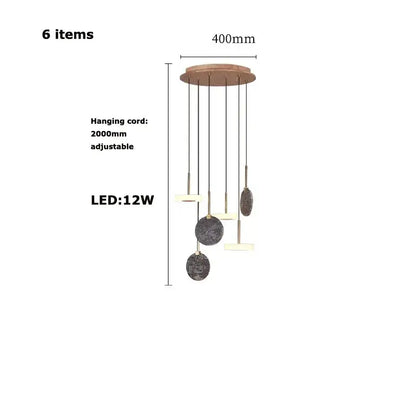 Modern burlywood marble led ceiling chandelier for living room