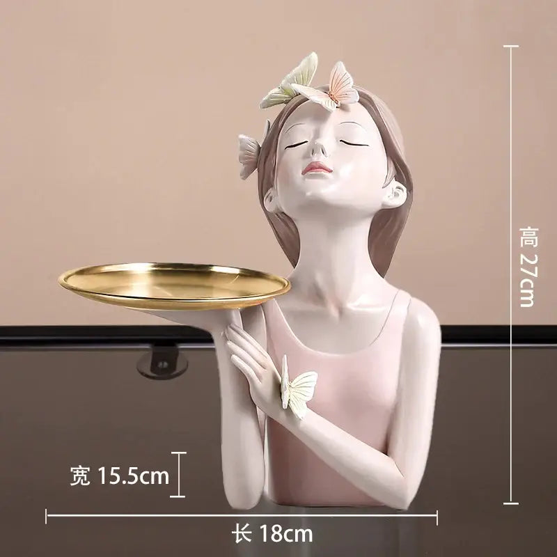 Modern butterfly girl resin sculpture living room vase