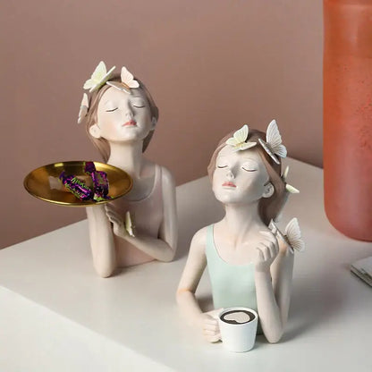 Modern butterfly girl resin sculpture living room vase