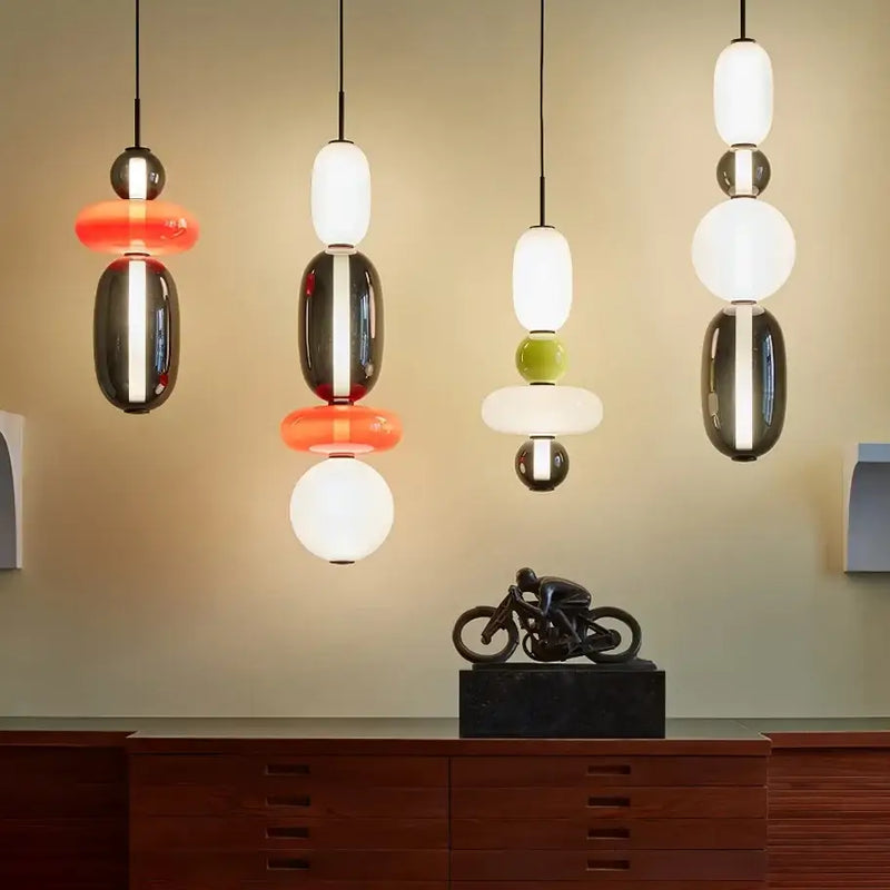 Modern candy glass ceiling hanging chandelier for loft living room