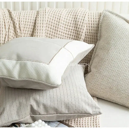 Modern cappuccino tone geometry embroidery pillow – living room decor