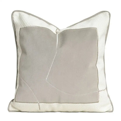 Modern cappuccino tone geometry embroidery pillow – living room decor