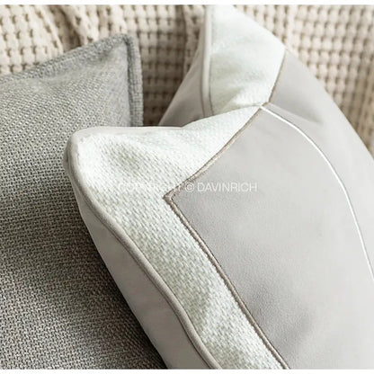 Modern cappuccino tone geometry embroidery pillow – living room decor