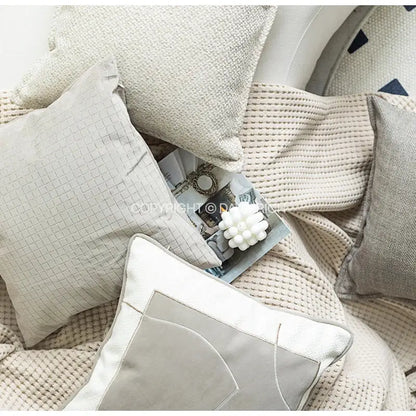 Modern cappuccino tone geometry embroidery pillow – living room decor