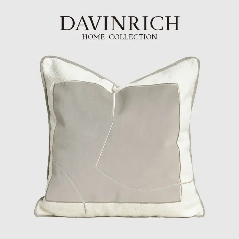 Modern cappuccino tone geometry embroidery pillow – living room decor