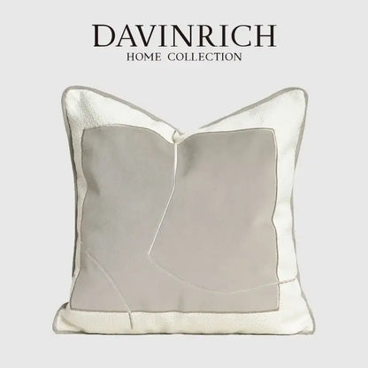 Modern cappuccino tone geometry embroidery pillow – living room decor