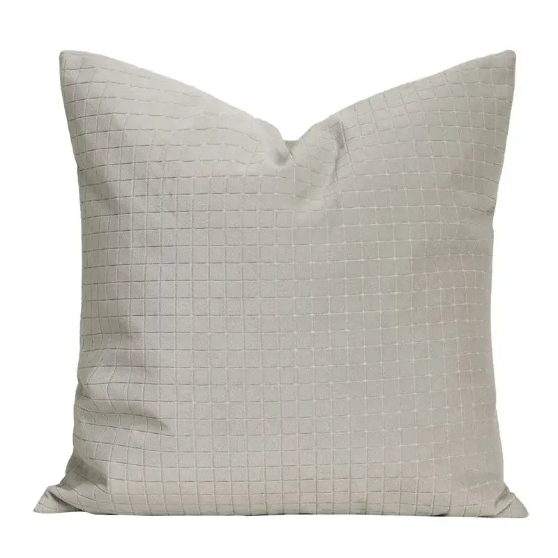 Modern cappuccino tone geometry embroidery pillow – living room decor