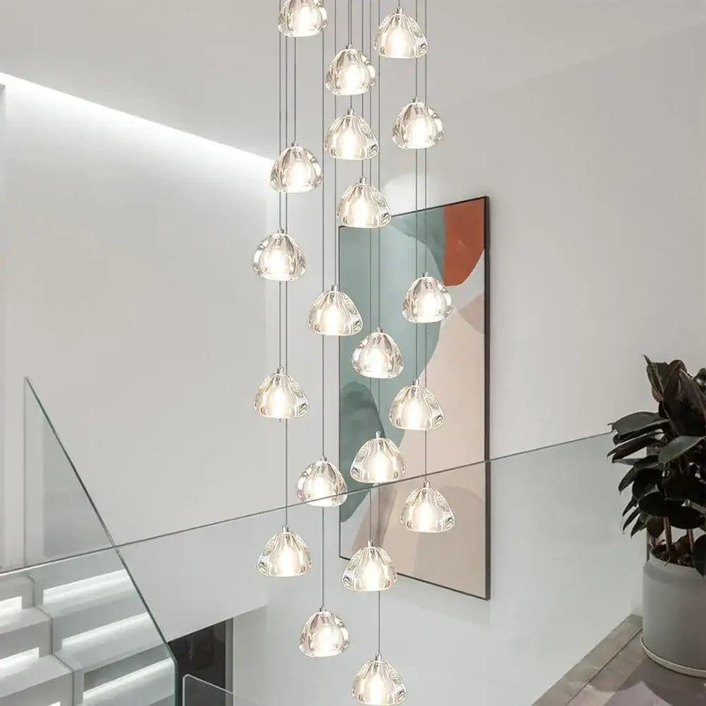 Modern cascading crystal ball chandelier living room pendant light