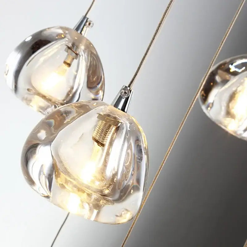 Modern cascading crystal ball chandelier living room pendant light