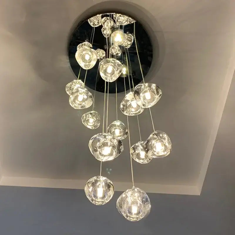 Modern cascading crystal ball chandelier living room pendant light