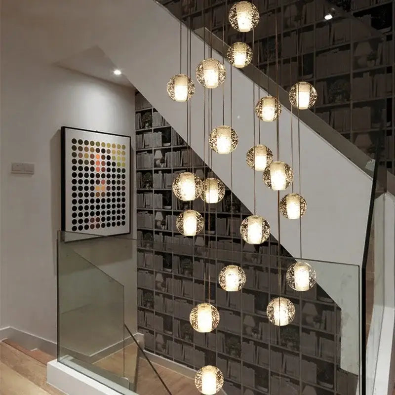 Modern cascading crystal ball led pendant light living room
