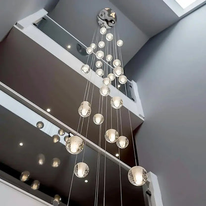 Modern cascading crystal ball led pendant light living room