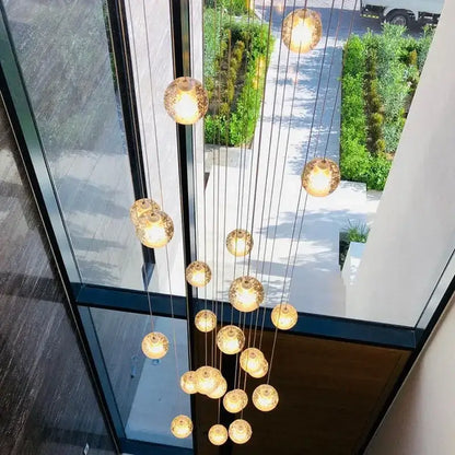 Modern cascading crystal ball led pendant light living room