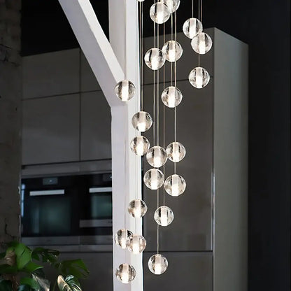 Modern cascading crystal ball led pendant light living room